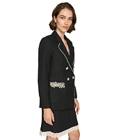 Karl Lagerfeld Paris Women's Pearl-Trim Tweed Blazer