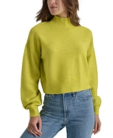 Dkny Jeans Women's Mock Neck Boxy Cropped Sweater