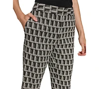 Karl Lagerfeld Paris Women's Monogrammed Straight-Leg Pants