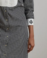 Lauren Ralph Women's Striped Bib-Front Broadcloth Shirtdress