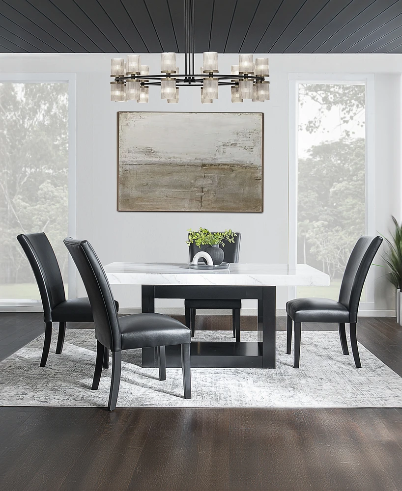 Kellet Pc. Rectangular Marble Dining Set (Table & Side Chairs