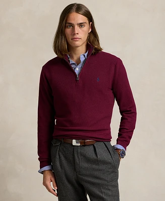 Polo Ralph Lauren Men's Mesh-Knit Cotton Quarter-Zip Sweater