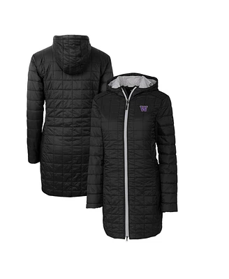 Cutter & Buck Women's Black Washington Huskies Rainier PrimaLoft Eco Hooded Long Coat