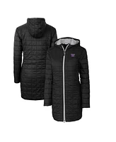 Cutter & Buck Women's Black Washington Huskies Rainier PrimaLoft Eco Hooded Long Coat