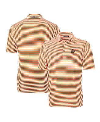 Cutter & Buck Men's Orange Oregon State Beavers Throwback Logo Virtue Eco Pique Stripe Polo