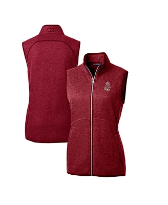 Cutter & Buck Women's Crimson Washington State Cougars Mainsail Basic Sweater-Knit Full-Zip Vest