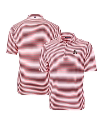 Cutter & Buck Men's Arkansas Razorbacks Throwback Logo Virtue Eco Pique Stripe Polo
