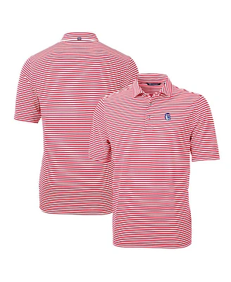 Cutter & Buck Men's Red Fresno State Bulldogs Throwback Logo Virtue Eco Pique Stripe Polo