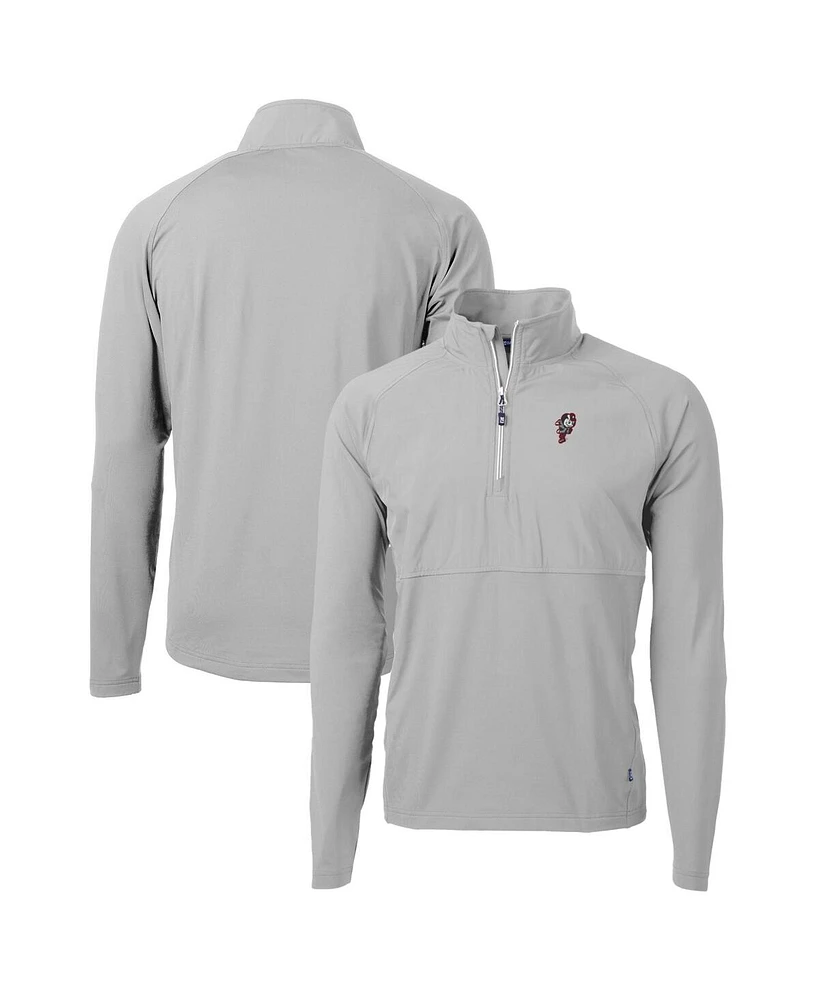 Cutter & Buck Men's Gray Ohio State Buckeyes Adapt Eco Knit Hybrid Quarter-Zip Pullover Top