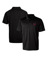 Cutter & Buck Black Utah Utes Primary Team Logo Prospect Textured Stretch Polo