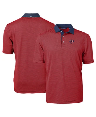 Cutter & Buck Men's Red/Navy Jacksonville Jumbo Shrimp Virtue Eco Pique Micro Stripe Polo