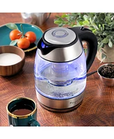 MegaChef 1.8 Quart Glass Body and Stainless Steel Electric Tea Kettle with Tea Infuser
