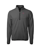 Cutter & Buck Men's Gray/Black Miami University RedHawks Cascade Eco Sherpa Fleece Quarter-Zip Pullover Jacket