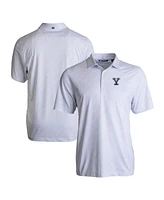 Cutter & Buck Men's White Yale Bulldogs Pike Eco Pebble Print Stretch Polo