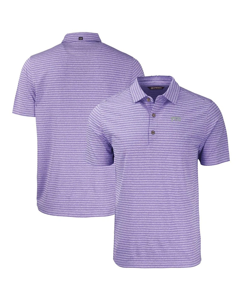 Cutter & Buck Men's Heather Purple Tcu Horned Frogs Forge Eco Heathered Stripe Stretch Polo