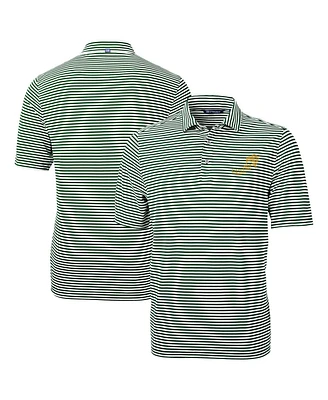 Cutter & Buck Men's Green Ndsu Bison Vintage Virtue Eco Pique Stripe Tri-Blend DryTec Polo