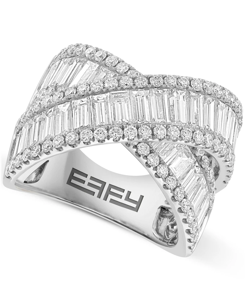 Effy Lab Grown Diamond Baguette & Round Crossover Statement Ring (5-1/10 ct. t.w.) in 14k White Gold