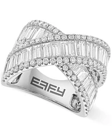 Effy Lab Grown Diamond Baguette & Round Crossover Statement Ring (5-1/10 ct. t.w.) in 14k White Gold