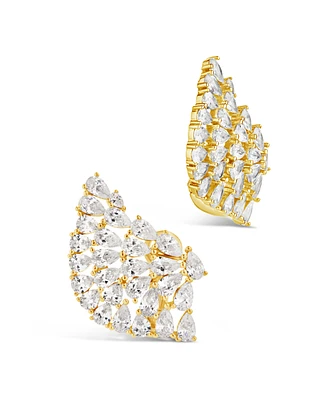 Sterling Forever Miranda Cubic Zirconia Fan Stud Earrings