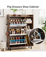 Tribesigns Shoe Cabinet, Flip Drawers Shoe Storage Cabinet for Entryway with 3 Flip Drawers and 5 Shelves, Freestanding Shoes Cabinet for Closet, Livi