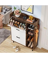 Tribesigns Shoe Cabinet, Flip Drawers Shoe Storage Cabinet for Entryway with 3 Flip Drawers and 5 Shelves, Freestanding Shoes Cabinet for Closet, Livi