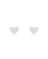 Etoielle White Gold Tone Cz Heart Studs