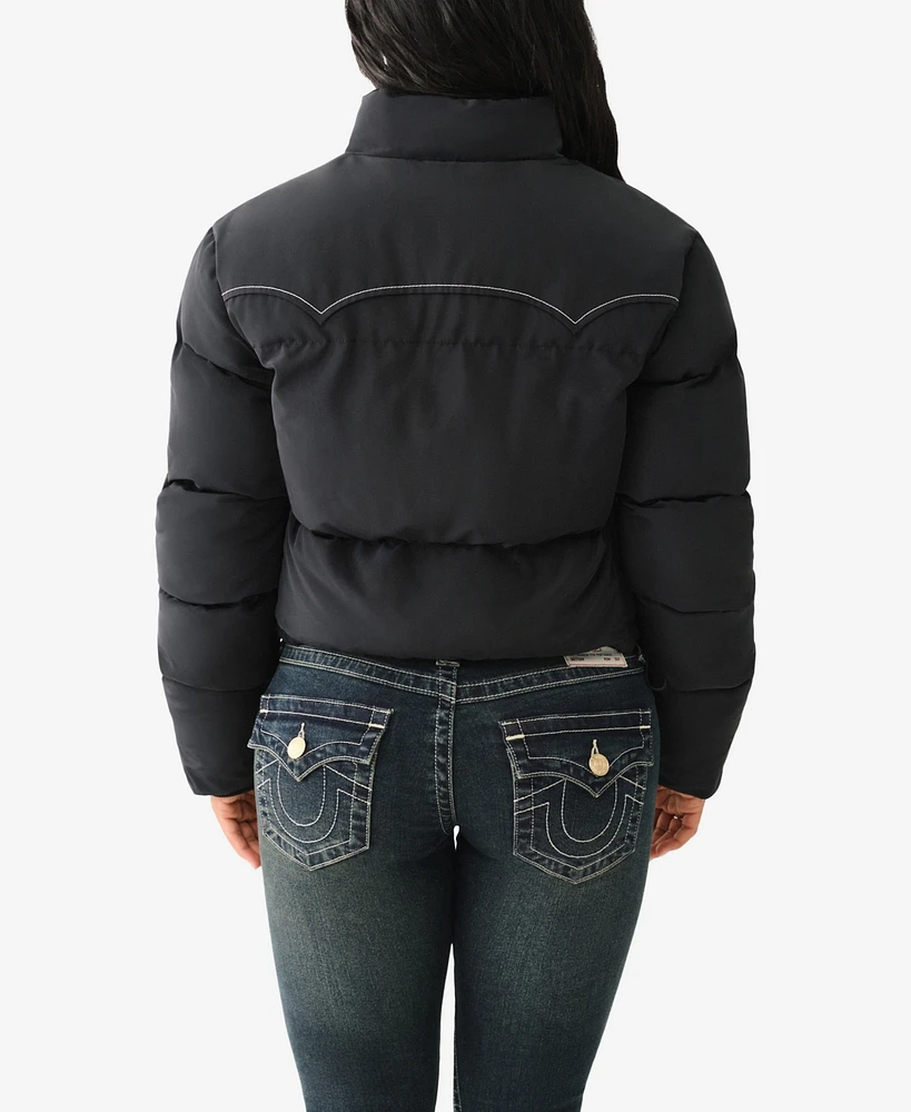 True Religion Women's Western Zip Up Puffer Jacket