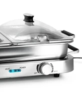 MegaChef 3-in-1 Electric Chaffing Buffet Server and Warming Tray with Triple 2.63 Quart Trays and 8.6 Quart Baking Pan