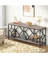 Tribesigns 71 Inch Extra Long Sofa Table, Narrow Long Sofa Console Tables Behind Couch Table with Open Storage Shelf