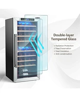 43 Bottle Wine Cooler Refrigerator Dual Zone Temperature Control with 8 Shelves