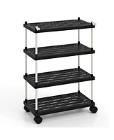 Sugift 4-Tier Kitchen Slim Storage Cart with Lockable Wheels
