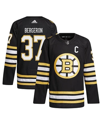 Adidas Men's Patrice Bergeron Boston Bruins Away Captain Patch Primegreen Authentic Pro Player Jersey