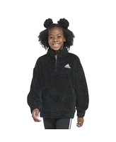 adidas Big Girls Mock Neck Furry Lurex Sherpa Pullover Jacket