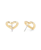 Coach Faux Stone Signature Pave Heart Stud Earrings