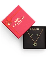 Coach Faux Stone Signature Pave C Jewelry Set