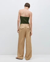 Mango Women's Wide Leg Pleated Pants