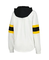 G-iii 4Her by Carl Banks Women's White/Black Pittsburgh Penguins Goal Zone Long Sleeve Lace-Up Hoodie T-Shirt