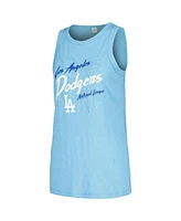 Soft As A Grape Women's Light blue Los Angeles Dodgers Gauze High Neck Tank Top