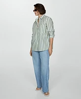 Mango Women's Cotton Striped Shirt