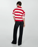 Mango Women's Striped Polo-Neck Sweater