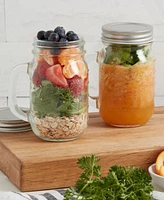 Mason Craft & More 4 Piece Glass Jars with Handles and Lids