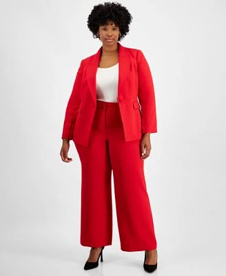 Tahari Asl Plus Size Single Button Blazer Wide Leg Pants