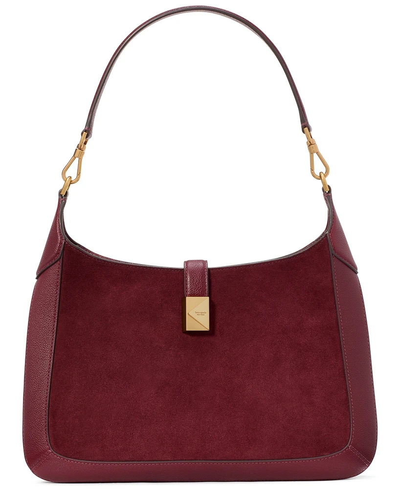 kate spade new york Deco Pebbled Leather & Suede Hobo Bag