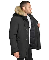 Calvin Klein Men's Long Parka with Faux-Fur Lined Hood