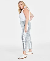 On 34th Trendy Plus Cropped Straight-Leg Metallic Pants, Created for Macy's