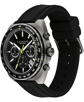 Coach Men's Charter Black Silicone Strap Watch 44.5mm