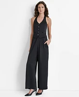 Dkny Women's Sleeveless Halter Tuxedo Jumpsuit