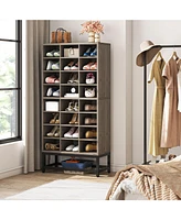 Tribesigns 8-Tier Shoe Storage Cabinet, Freestanding Wooden Shoe Closet Rack with 24 Cubbies, Tall Entryway Shoe Organizer with Adjustable Partition f