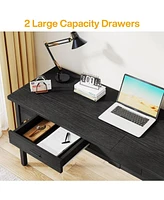 Tribesigns 78.7" Extra Long Computer Desk, Double Desk with 2 Drawers, Two Person Desk Large Executive Office Desk, Writing Table Study Desk for Home