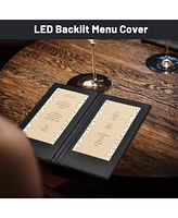 Yescom WeChef Led Back Lit Light Menu Holder Cover Folding Double Panel Fits 5"x11" Paper for Hotel Club